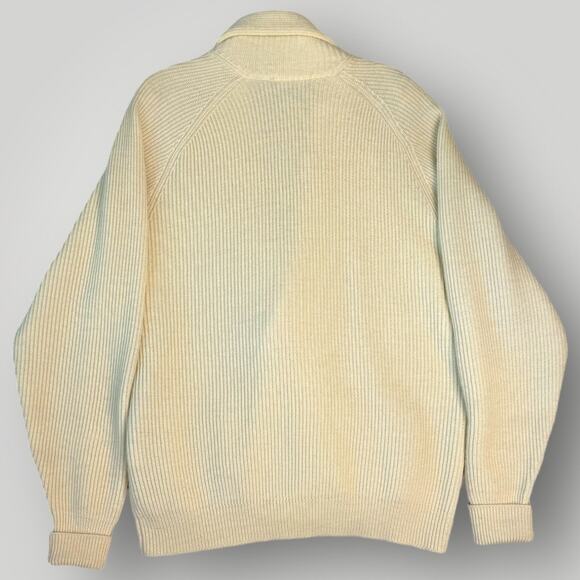 Claiborne Vintage 100% Wool Oversized Cardigan Sweater Shawl Women Size L Beige - Picture 2 of 12